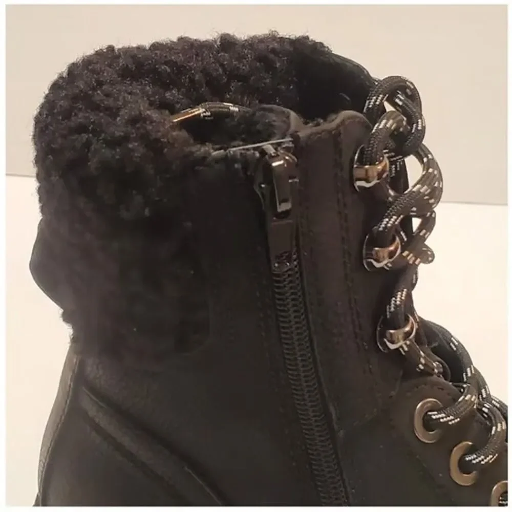 Steve Madden Keystone Faux Fur Trim Lace-Up Boot